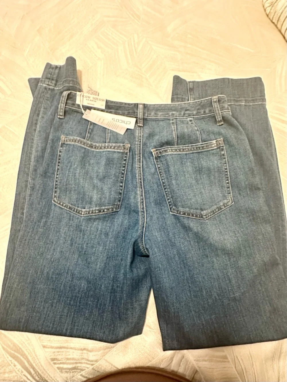 New With Tags! Chico’s Trouser Jeans Size 6R Medium Wash Wide Straight Leg Jeans - Picture 2 of 4